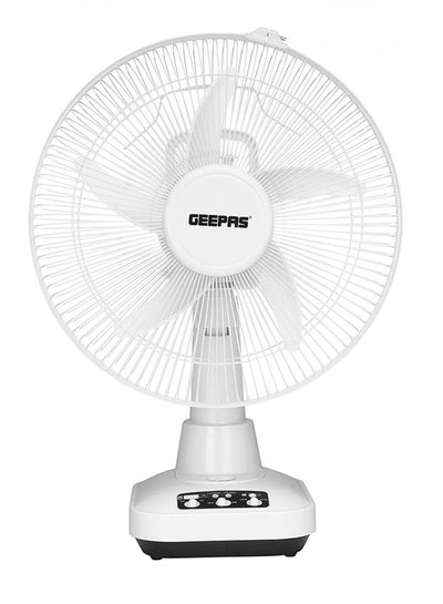 Buy Rechargeable Fan - 2 Speed Settings with 6 Hours Continuous Working & 24 Hours LED Light | 5000 Mah Battery | Ideal for Office, Home & Outdoor Use GF21118 White in UAE