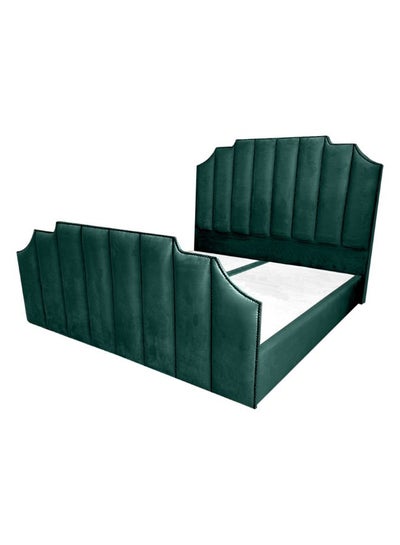 Buy Taj Velvet Bed Frame Dark Green 200x200cm in Saudi Arabia