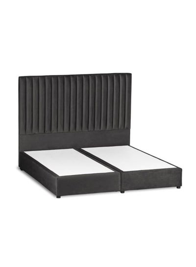 Buy Alkmar Velvet Bed Frame Dark Grey 200x200cm in Saudi Arabia