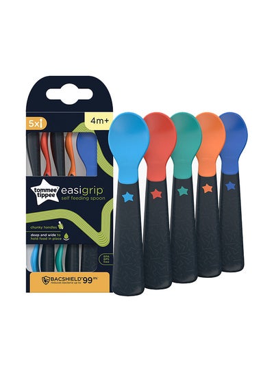 Buy Pack Of 5 Easigrip Self-Feeding  Spoons With Antibacterial Technology, Chunky Handles, 4 Months+, Multicolour in Egypt