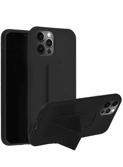 Buy Protective Case Cover with Finger Grip Stand for Apple iPhone 11 Pro Max Black in Saudi Arabia