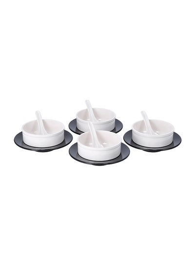 Buy Royalford 12 Pices Soup Bowls Set | Melamine Ware | RF10061 | Durable | Simple & Elegant Design| Ideal for Home Hotels Restaurants Canteens & More White/Grey 41cm in Saudi Arabia