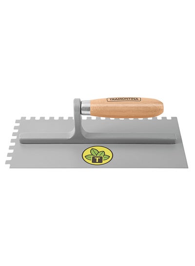 Buy Metal Square Trowel with Smooth Base Teeth and Wood Handle Silver/Beige in UAE