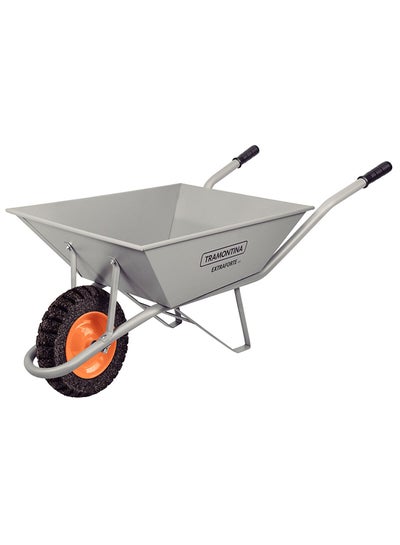 Buy Wheelbarrow Extraforte with Gray Metal Heavy-duty Bucket 65L Metallic Handle and Solid Tire Grey 65Liters in UAE