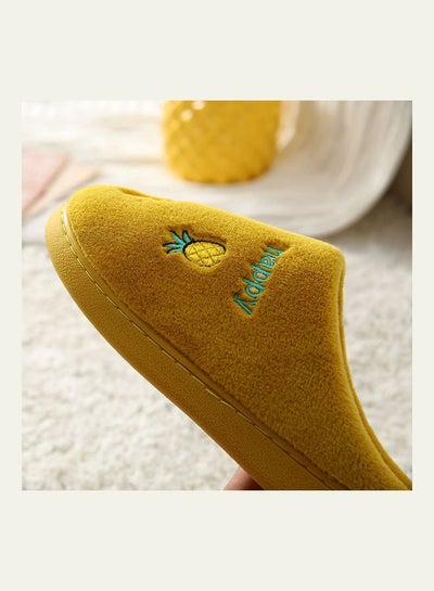 Buy Pineapple Pattern Slip-On Bedroom Slippers Yellow/Blue in Saudi Arabia