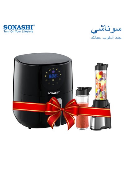 اشتري مقلاة هوائية رقمية مع خلاط وماكينة صنع سموذي 4.2 L 1300 W SAF-420/SB-184/Bundle أسود/ فضي في الامارات