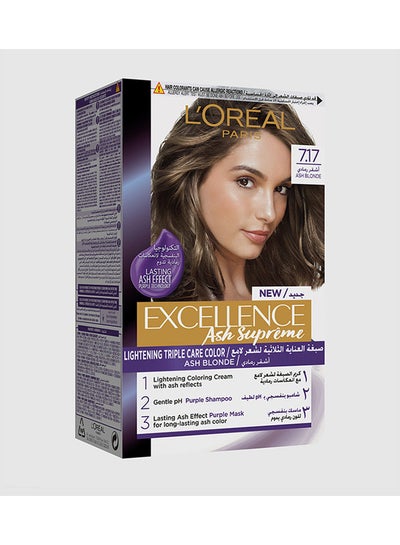 Buy Excellence Ash Supreme Permanent Hair Color, 7.17 Ash Blonde 192ml in Egypt
