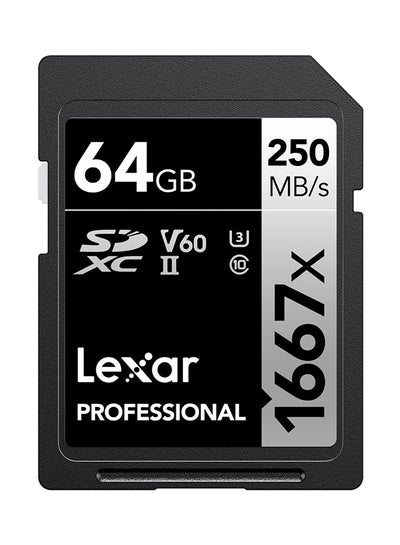 Buy Professional 1667x 64GB SDXC UHS-II Card, Up To 250MB/s Read, for Professional Photographer, Videographer, Enthusiast 64 GB in UAE