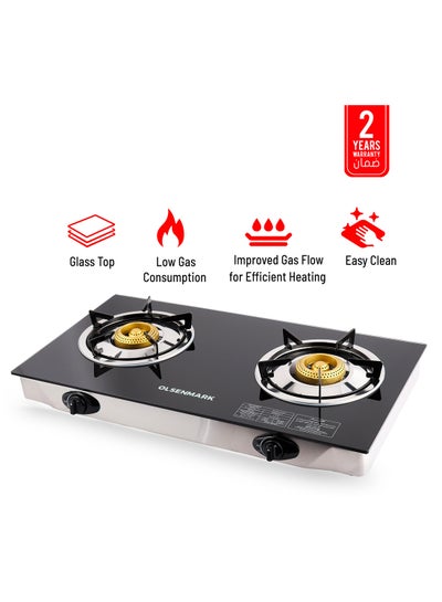 Buy 2 Burner Thick Tempered Gas Stove Cooktop OMK2317 Black in UAE