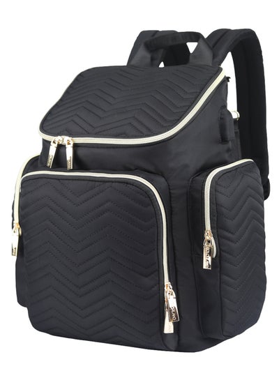 Buy Georgia Diaper Bag With Changing Pad And Stroller Hooks - Black in UAE