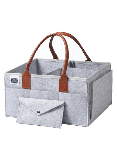 Buy Foldable And Portable Diaper Caddy Organizer Caddy With Travel Pouch - Medium - Grey in UAE
