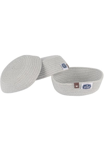 Buy Set Of 3 Multipurpose Rope Baskets For Baby Accessories - Grey in UAE