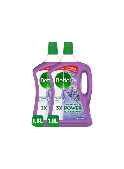 Buy Lavender Antibacterial Power Floor Cleaner Pack Of 2 1.8Liters in UAE