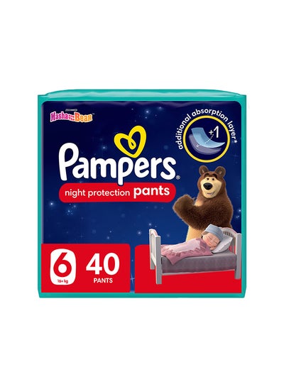 Buy Baby-Dry Night Pants Diapers Additional Absorption Layer For Overnight Leakage Protection, Size 6, 16+kg, 40 Diaper Count in UAE