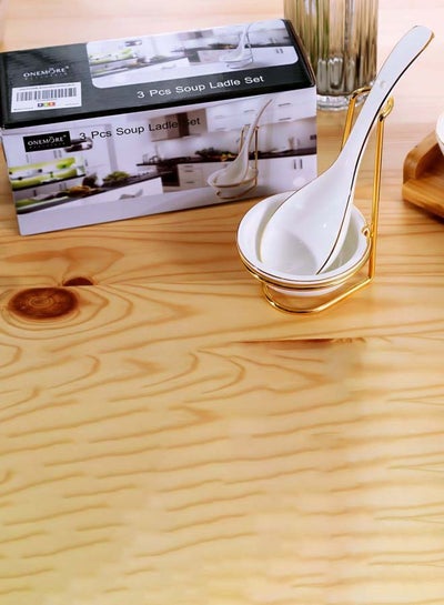 Buy Lesie Serving Spoon | White/Gold | Porcelain Material | Food Safe | 10cm White/Gold 10cm in UAE