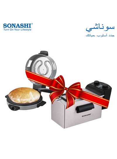 Buy 2-In-1 Arabic Bread And Pizza Maker With Deep Fryer 1800 W SABM-863/SDF-5011 Silver/White in Saudi Arabia