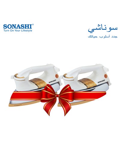 Buy 2-Piece Heavy Dry Iron Bundle 1200 W SHI-6011 White/Silver/Gold in Saudi Arabia