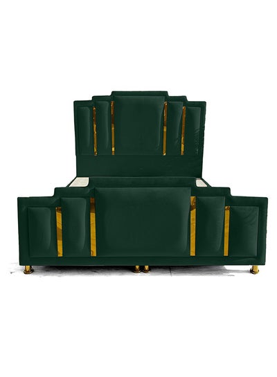 Buy Paris Velvet Bed Frame Dark Green 200x200cm in Saudi Arabia