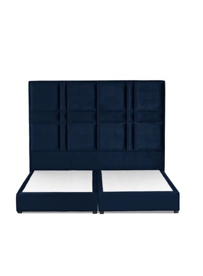 اشتري Modern Design Straight Upholstered Velvet Back Bed أزرق 160x200سم في السعودية