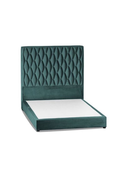 اشتري Modern Design Straight Upholstered Velvet Back Bed فيروزي 160x200سم في السعودية