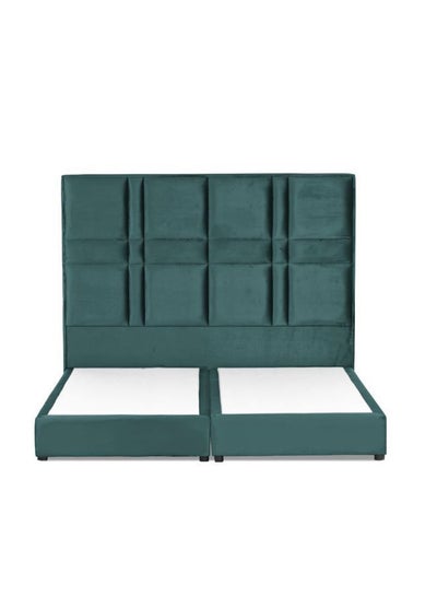 اشتري Modern Design Straight Upholstered Velvet Back Bed فيروزي 150x200سم في السعودية