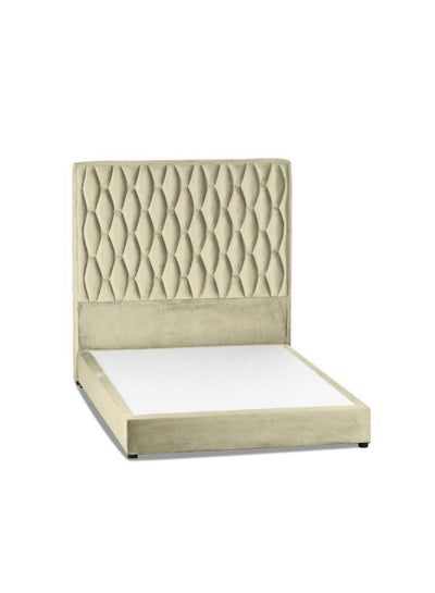 Buy Madrid Velvet Bed Frame Beige 200x180cm in Saudi Arabia