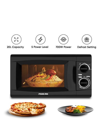 Buy Microwave Oven With Defrost Function, 5 Power Levels, 0-35 Mins Timer, Cooking End Singnal, Manual Control, Convenient Pull Hand Door 20 L 700 W NMO616N1 Black in UAE