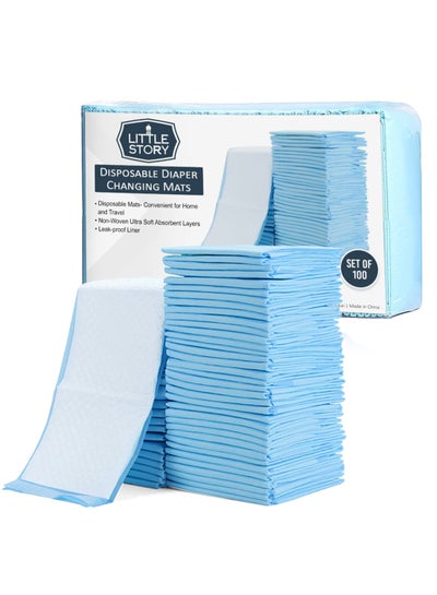 Buy Pack Of 100 Portable Disposable Diaper Changing Soft Waterproof Mats - Blue in UAE