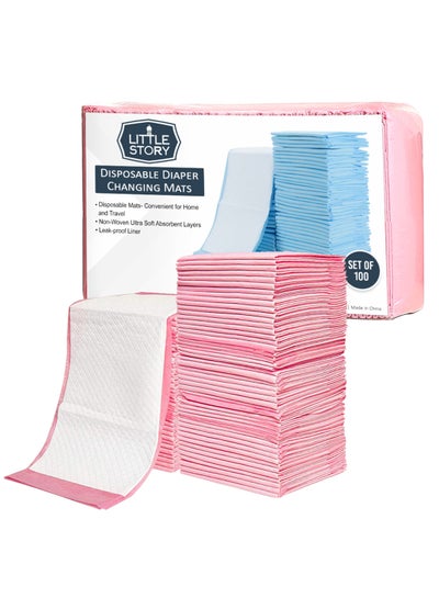 Buy Pack Of 100 Portable Disposable Diaper Changing Soft Waterproof Mats - Pink in UAE