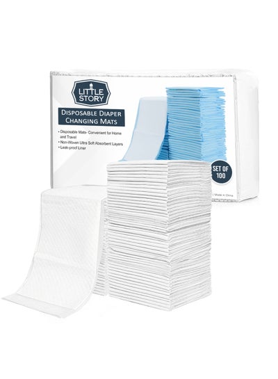 Buy Pack Of 100 Portable Disposable Diaper Changing Soft Waterproof Mats - White in UAE