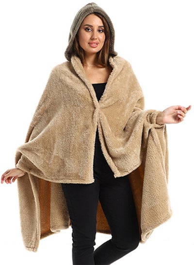 Buy Wearable Blanket Set 2 Pieces Combination Beige/Dark Green 130x110cm in Egypt