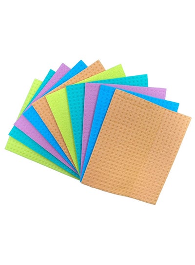 Buy Cellulose Sponge Cloths Super Absorbent Streak Free And Durable 10 Piece Muticolour in UAE