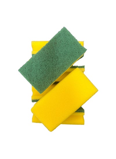 Buy 6-Piece Maxi Finger-Safe Sponges Yellow/Green 14x7x4cm in UAE