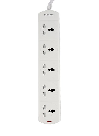 Buy 5 Way Power Extension Cord Socket, 3M Length White in UAE