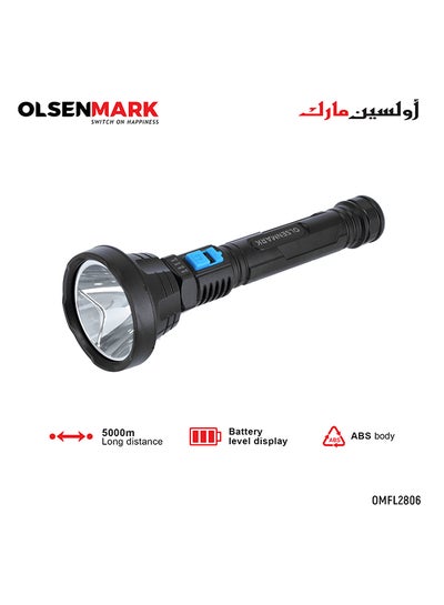 Buy Rechargeable LED Flashlight Torch Black 0.361kg in UAE