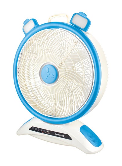 Buy 14" Rechargeable Fan - Remote Control with LED Light | 3 Speed Settings - Low/Medium/High | USB Charging Feature with Continuous 20 Hours Working|PortableFan SRF-614 Blue/White in UAE