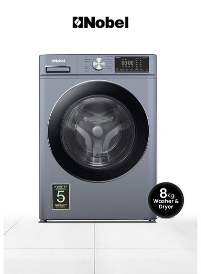 Buy 8 KG Front Load, 5 KG Drying With 100% Dry Fully Automatic, 1400 RPM, LED Display, BLDC Inverter Motor, One-Touch Washing Program, Washer-Dryer Combo 60 x 52 x 84.7 cm 8 kg NWM860FS Grey in UAE