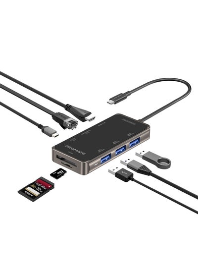 اشتري موزع برايم هاب-ميني لتوفير الطاقة بقدرة 100 وات مزود بمنفذ USB-C ومنفذ HDMI بجودة 4K ومنفذ RJ45 و3 منافذ USB وفتحة لبطاقة TF وSD أسود في الامارات