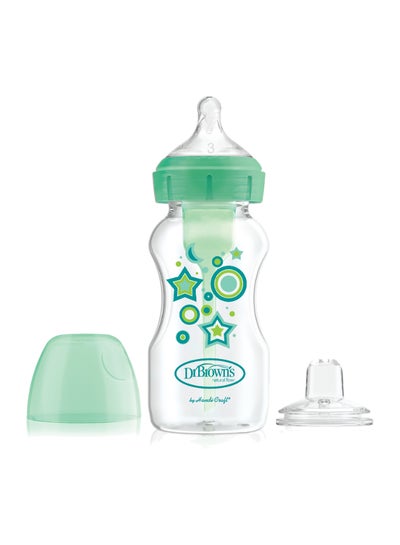 اشتري 9 Oz/270 Ml Pp W-N Anti-Colic Options+ Green Stars Bottle With Sippy Spout (+L3 Nipple In Bottle), 1-Pack في الامارات