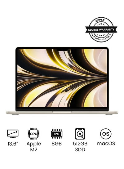 Buy MacBook Air MLY23 13-Inch Display : Apple M2 chip with 8-core CPU and 10-core GPU, 512GB SSD, English Arabic Keyboard Starlight in Saudi Arabia