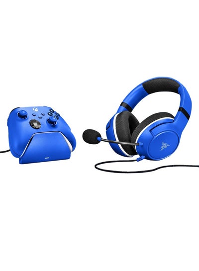 Buy Razer Essential Duo Bundle for Xbox, Wired Headset and Quick Charger for Xbox Controllers (Controller sold separately), TriForce 50mm Drivers, HyperClear Cardioid Mic - Shock Blue in UAE