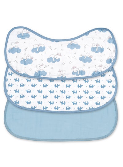 Buy Organic Burpy Cloth (8 Layer)-Bunny Elephant And Blue in Saudi Arabia