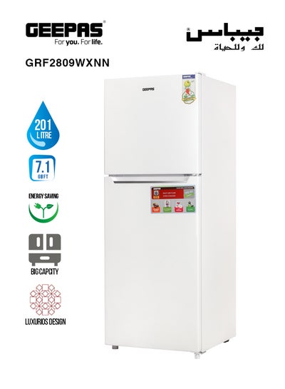 Buy Double Door No-Frost Refrigerator 7.1 Cu.Ft 201 L 252 kW GRF2809WXNN White in Saudi Arabia