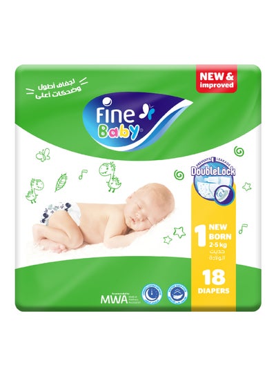 Buy 18-Piece Diapers Newborn (Size 1) (2-5 KG) in Saudi Arabia