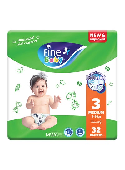Buy Diapers Size 3 (4-9Kg) Medium, 32 Count With The New Double Lock Leak Barriers in Egypt