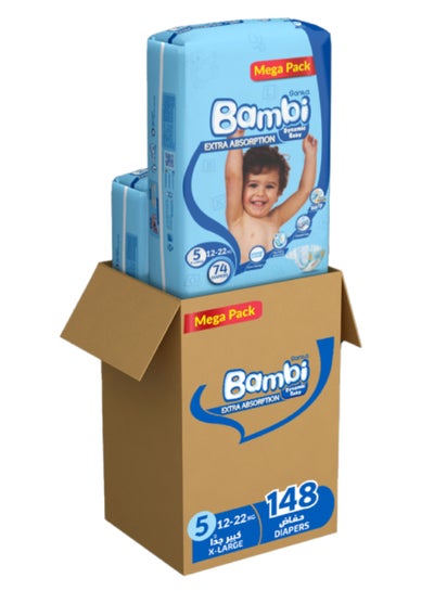 Buy Size 5, Xl, 13-25 Kg, Mega Pack, 148 Diapers in UAE