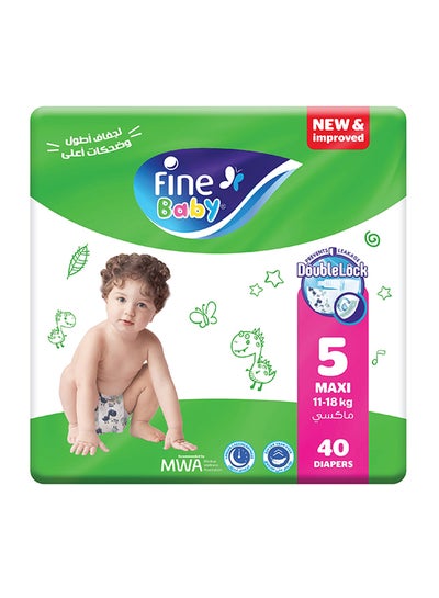 Buy Baby Diapers, Size 5, Maxi 11–18Kg, Pack Of 40 Diapers, With New And Improved Technology in Saudi Arabia