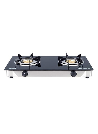 Buy Gas Stove with Dual Gas Burner, 1 x 90mm Single Burner (3,0kW ) + 1 x 90mm Double Burner (3,5kW) with Glass Black Brass Glass Top Auto Ignition Double Burner NGT2111 Black in UAE