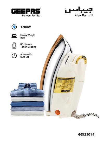 Buy Teflon Coated Automatic Dry Iron 1200 W GDI23014 White/Silver/Gold in Saudi Arabia