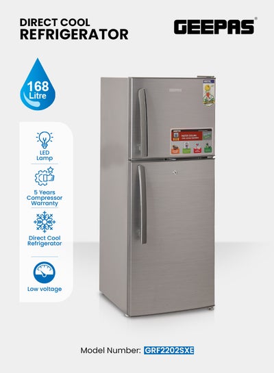 Buy Double Door Refrigerator 168L 223 kW GRF2202SXE Silver in Saudi Arabia